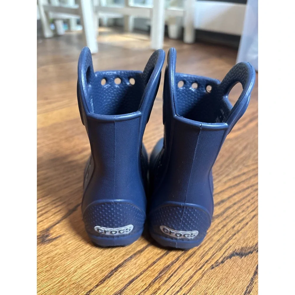 Crocs Handle It Rain Boots Kids C6 Navy Waterproof Toddler Pull On